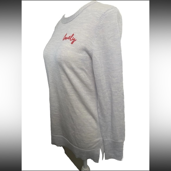 BANANA REPUBLIC Women's LOVELY Emb Sweater NWT Gray/Blue XS Washable Merino Wool - Picture 3 of 10